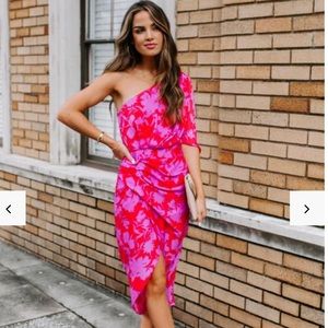One shoulder midi dress.